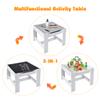 Costzon Kids Table and Chair Set, 3 in 1 Wooden Activity Table with Storage Drawer, Detachable Tabletop for Children Drawing Reading Art Craft, Playroom, Nursery, Toddler Table and Chair Set, Gray view 3