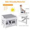 Costzon Kids Table and Chair Set, 3 in 1 Wooden Activity Table with Storage Drawer, Detachable Tabletop for Children Drawing Reading Art Craft, Playroom, Nursery, Toddler Table and Chair Set, Gray view 4