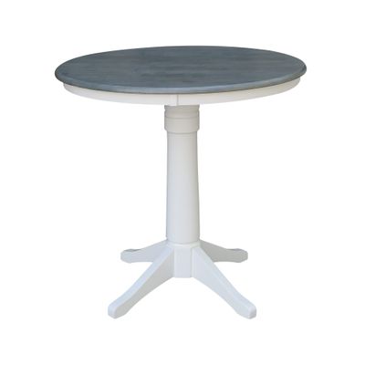 36" Round Top Pedestal Dining Table - 35.9" Height, White/Heather Gray