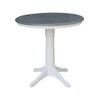 36" Round Top Pedestal Dining Table - 35.9" Height, White/Heather Gray view 1