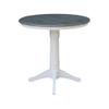 36" Round Top Pedestal Dining Table - 35.9" Height, White/Heather Gray view 3