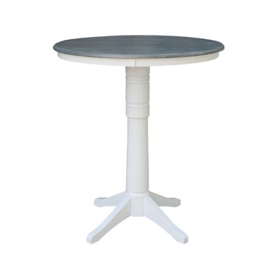 IC International Concepts 36" Round Top Pedestal Table - 40.9" H, White/Heather Gray