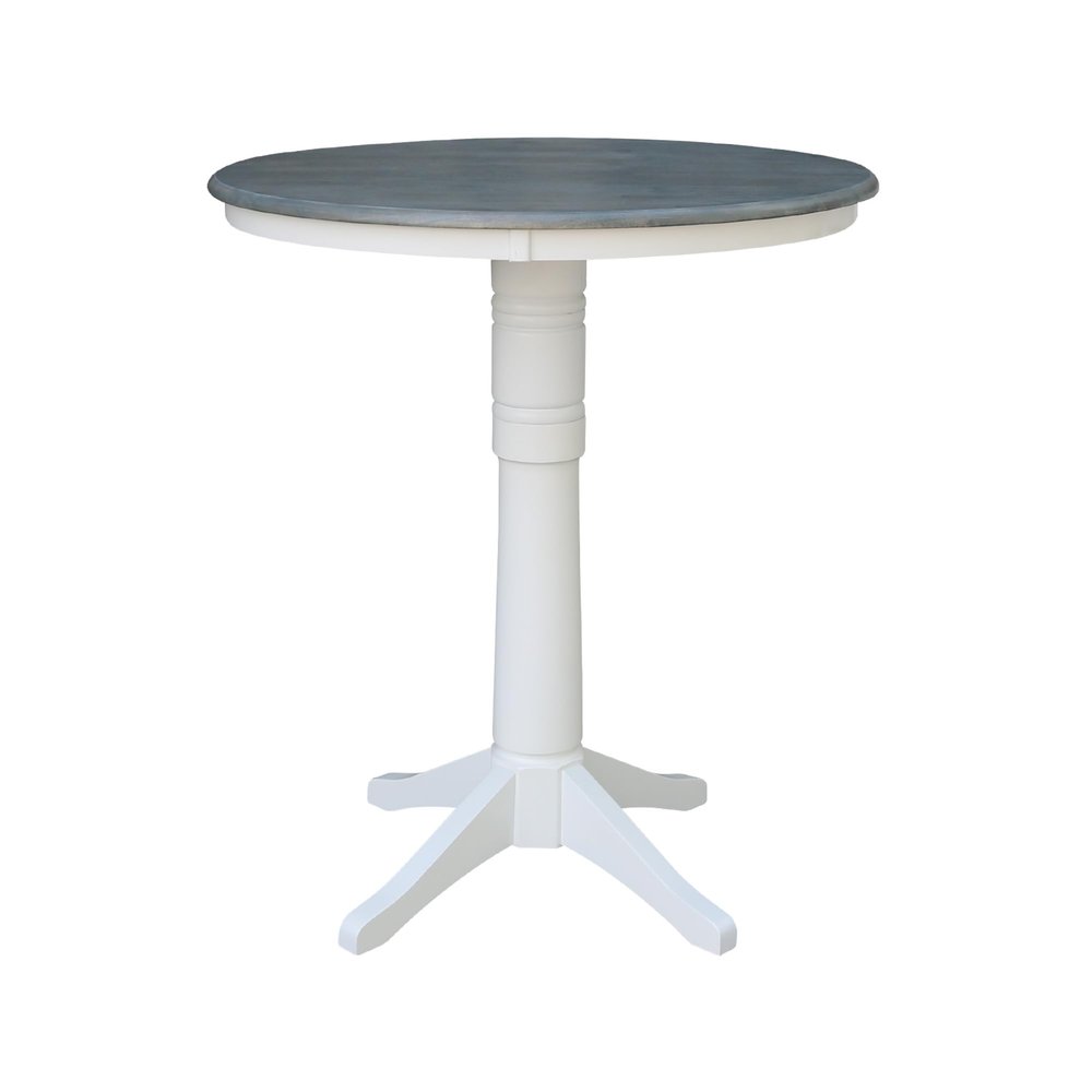 IC International Concepts 36" Round Top Pedestal Table - 40.9" H, White/Heather Gray
