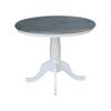36" Round Top Pedestal Dining Table, 29.1" High, White/Heather Gray view 3