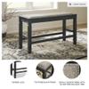 Signature Design by Ashley Tyler Creek Urban Farmhouse Counter Height Upholstered Dining Bench, Almost Black view 4