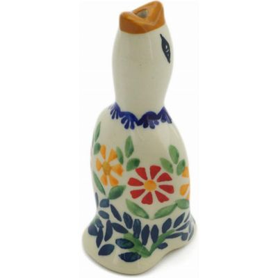 Authentic Polish Pottery Pie Bird in Wave Of Flowers Design Handmade in Bolesawiec Poland + Certificate of Authenticity