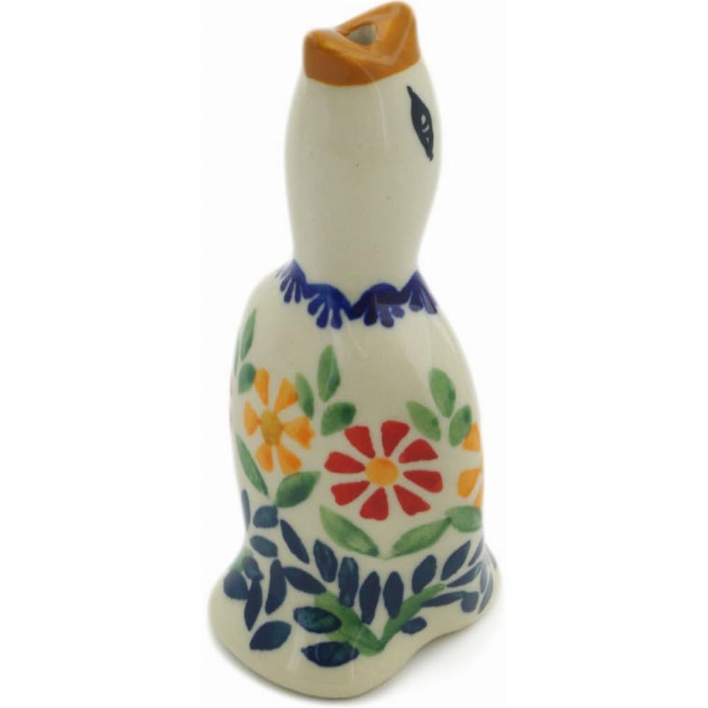Authentic Polish Pottery Pie Bird in Wave Of Flowers Design Handmade in Bolesawiec Poland + Certificate of Authenticity