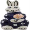 Polmedia Polish Pottery Bunny Figurine - Peacock Eyes Pattern Handmade in Boleslawiec Poland + Certificate of Authenticity view 2