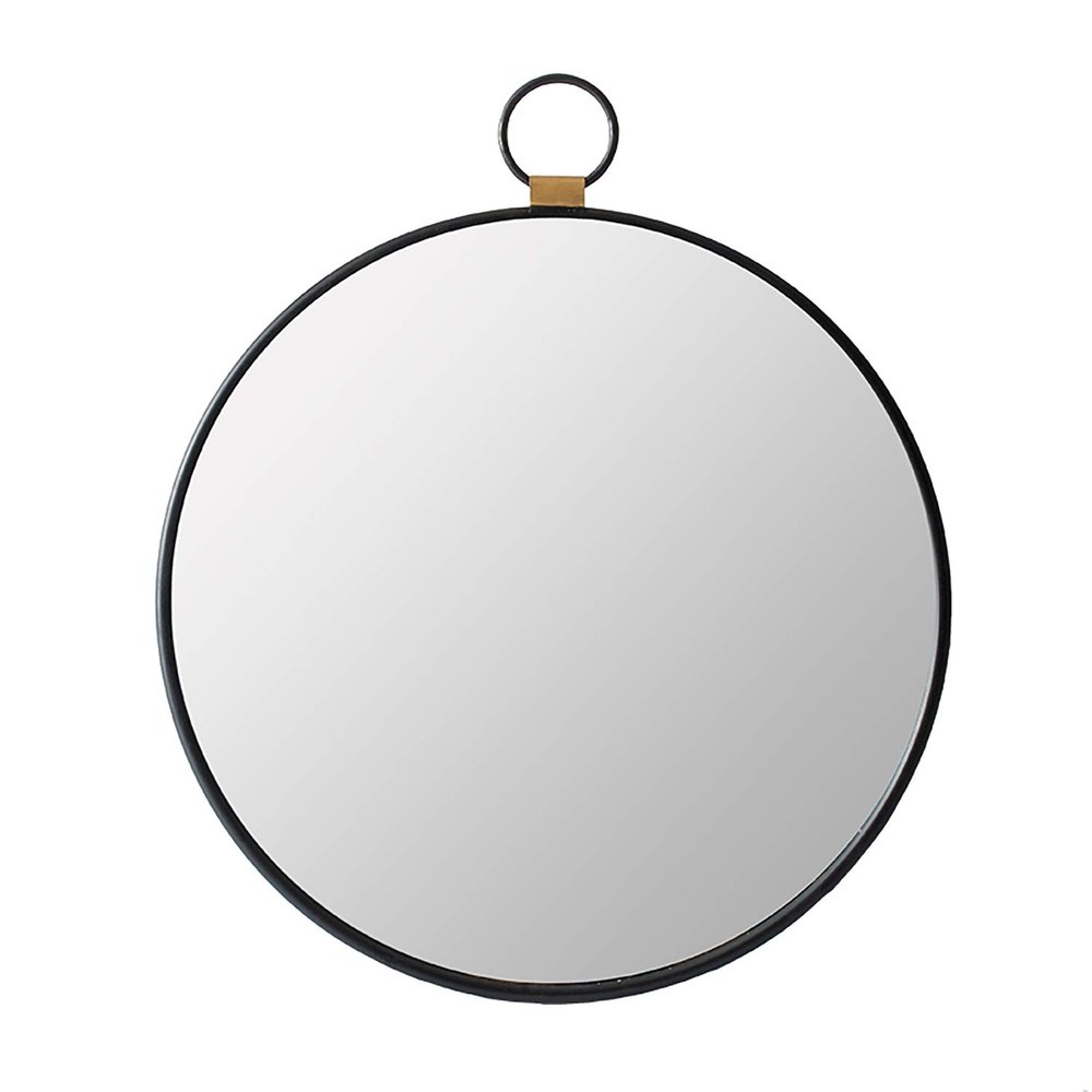 A&B Home 24'' Round Black Wall Mirror Circle Metal Frame Decor Bathroom Bedroom Washroom
