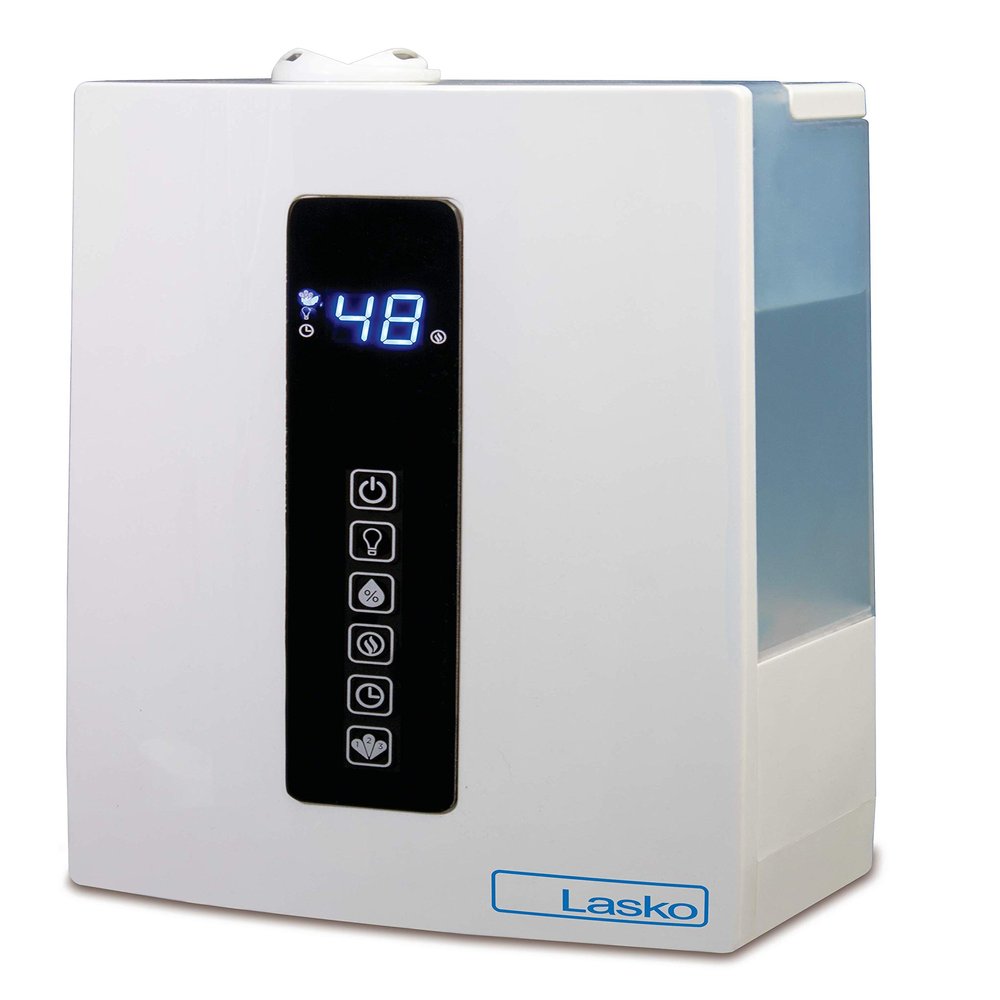 Lasko UH300 Warm and Cool Mist Humidifier with Humidistat and Timer, Quiet, Soothing Ultrasonic Dual Mist Humidifiers for Baby Nursery, Bedroom, Kids, Large Room and Home, 4.9L Tank, No Filter