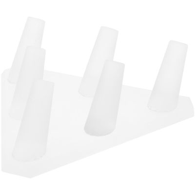 Plymor Frosted Acrylic Ring Finger Display, Six, 5.5" W x 5" D x 1.75" H (2 Pack)