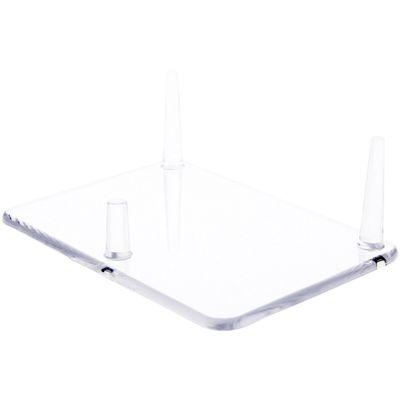 Plymor Clear Acrylic Rectangular Base with 3 Display Prongs for Geode, Mineral or Crystal Cluster, 2.125" H x 6" W x 4.5" D (2 Pack)