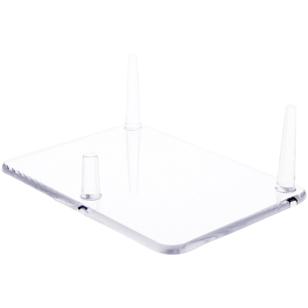 Plymor Clear Acrylic Rectangular Base with 3 Display Prongs for Geode, Mineral or Crystal Cluster, 2.125" H x 6" W x 4.5" D (2 Pack)