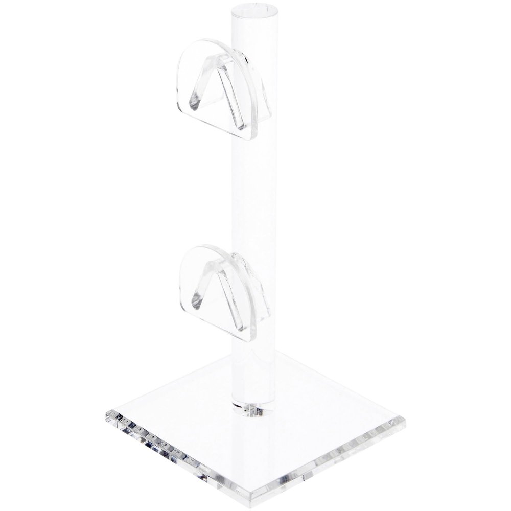Plymor Clear Acrylic 2 Curved Bridge Display Risers for Eyeglass Frames, 6.25" H x 3" W x 3" D (2 Pack)