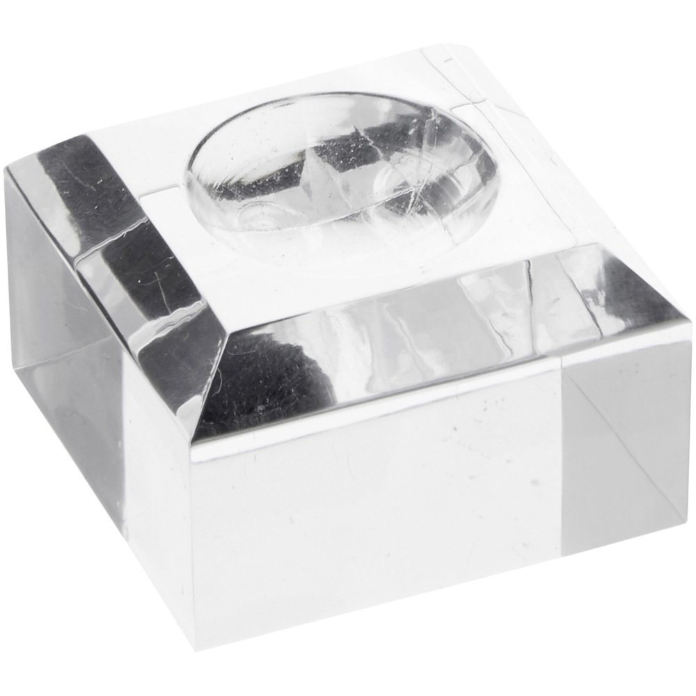 Plymor Clear Acrylic Square Display Base with Indented Circle to Hold Egg, Marble, Ball or Sphere, 1.5" W x 1.5" D x 1" H (0.875" Circle), Pack of 6
