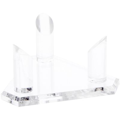 Plymor Clear Acrylic Base with 3 Prongs for Large Sphere or Ball, 2.875" H x 5" W x 4.375" D (2 Pack)