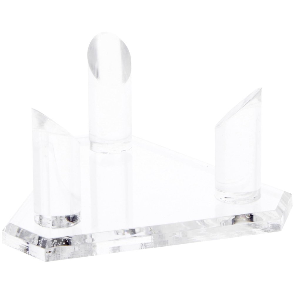 Plymor Clear Acrylic Base with 3 Prongs for Large Sphere or Ball, 2.875" H x 5" W x 4.375" D (2 Pack)