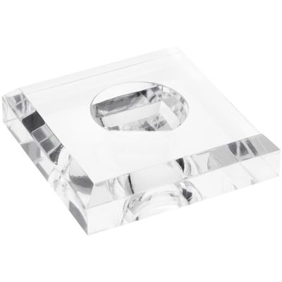Plymor 3" W x 3" D Clear Square Egg/Sphere Base (1.5" Hole) (3 Pack)