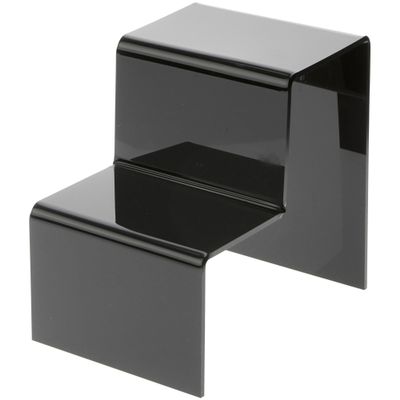 Plymor Black Acrylic 2-Step Solid Back Display Stairs, 8.25" H x 6" W x 8.75" D (2 Pack)
