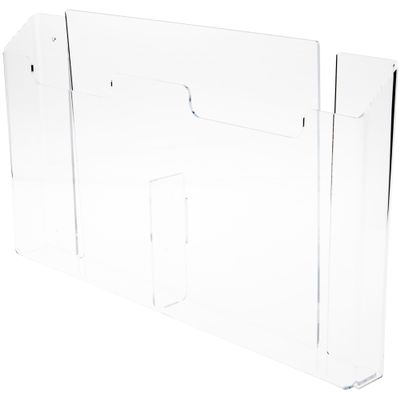 Plymor Clear Acrylic 2-Pocket Paper Literature Holder (Wall Mount), Fits 8.5" x 11" Documents