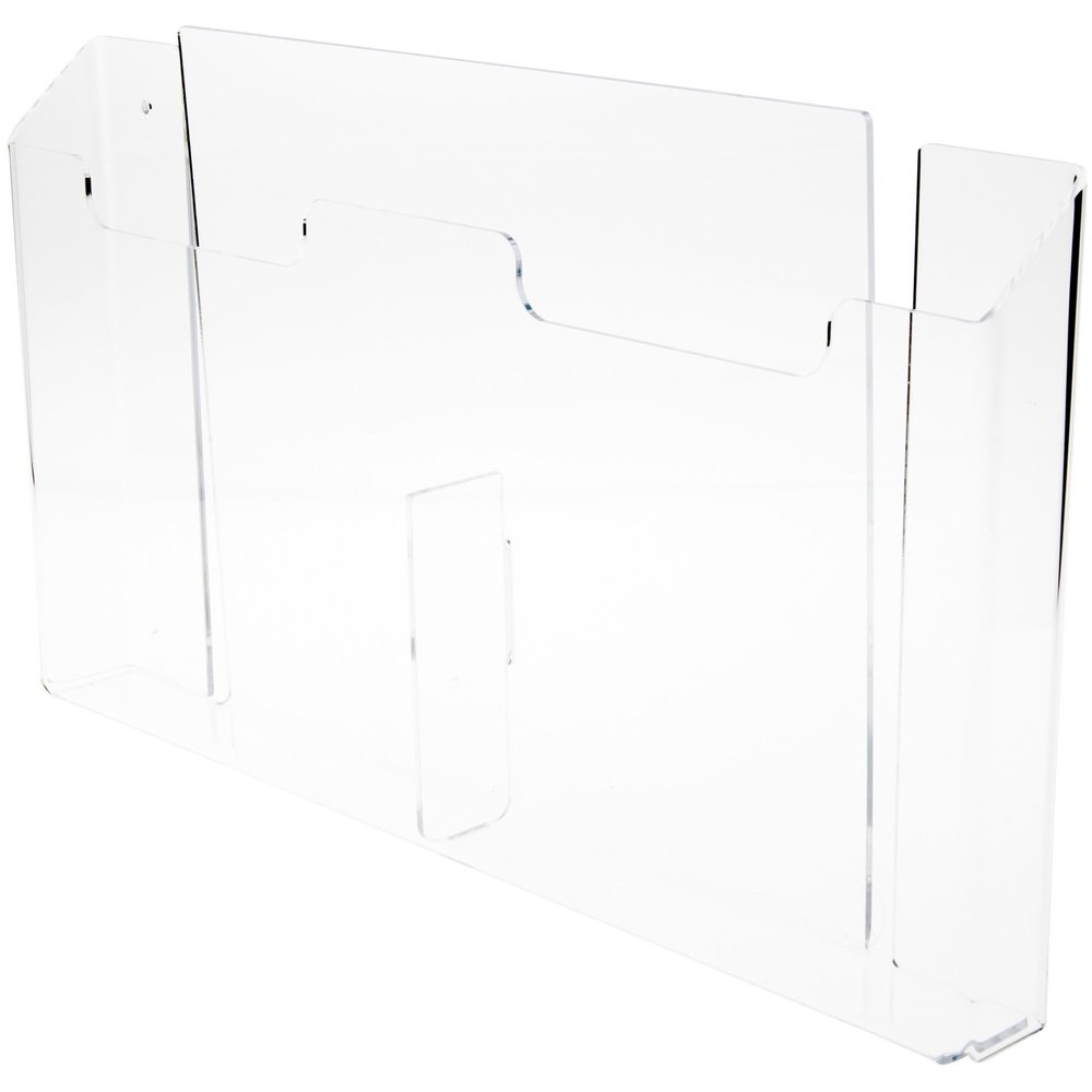 Plymor Clear Acrylic 2-Pocket Paper Literature Holder (Wall Mount), Fits 8.5" x 11" Documents