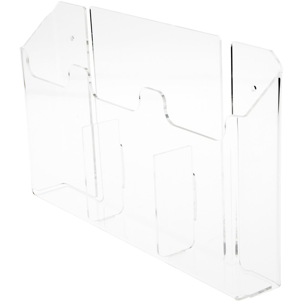 Plymor Clear Acrylic 3-Pocket Tri-Fold Brochure Literature Holder (Wall Mount), Fits Documents Up to 4" Wide (3 Pack)
