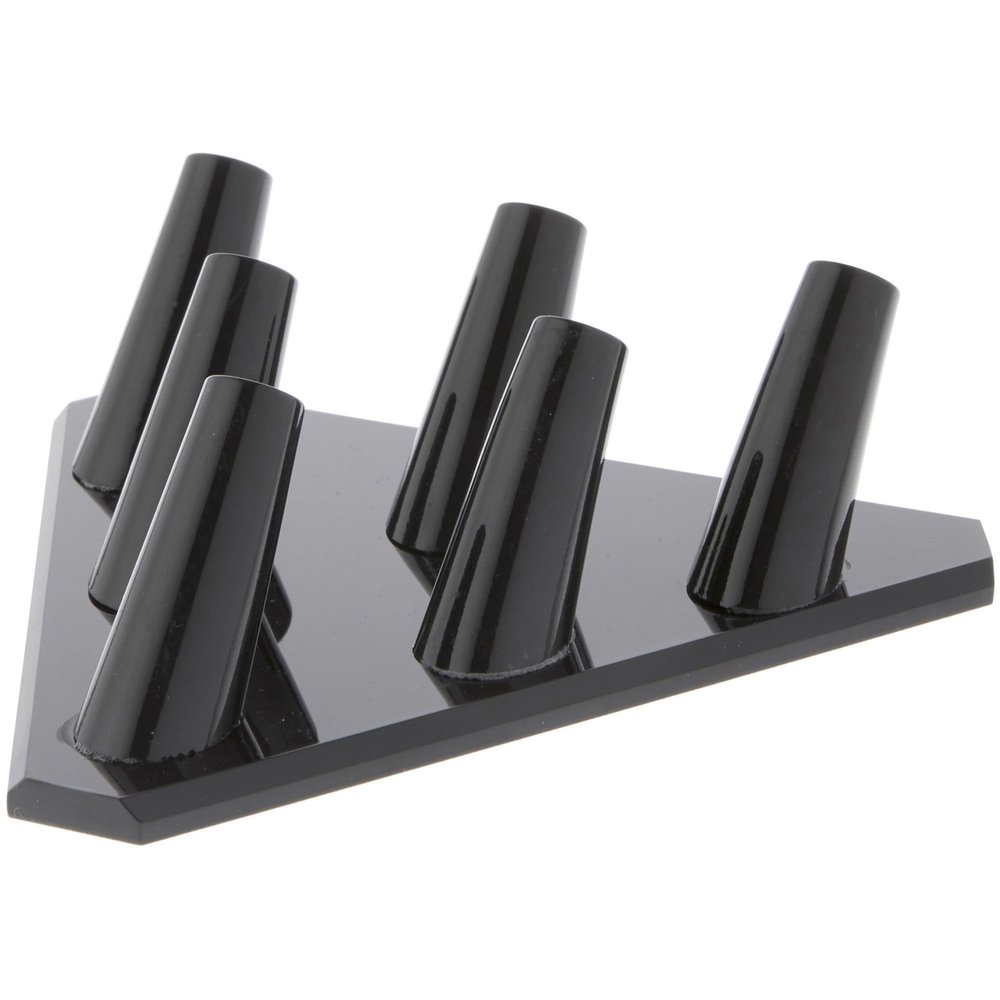 Plymor Black Acrylic Ring Finger Display, Six, 5.5" W x 5" D x 1.75" H (2 Pack)