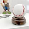 Plymor Revolving Walnut Round Wood Display Base with Indented Circle to Hold Egg, Marble, Ball or Sphere, 3.125" W x 3.125" D x 1.125" H (1.5" Circle) view 3