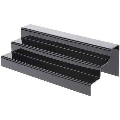 Plymor Black Acrylic 3-Step Solid Back Display Stairs, 5.5" H x 18" W x 8" D (2 Pack)