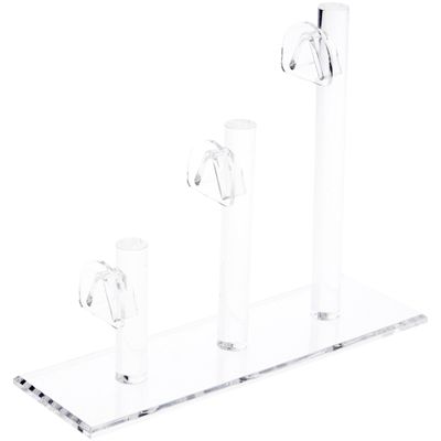 Plymor Clear Acrylic 3 Curved Bridge Display Risers for Eyeglass Frames, 7" H x 3" W x 9" D (3 Pack)
