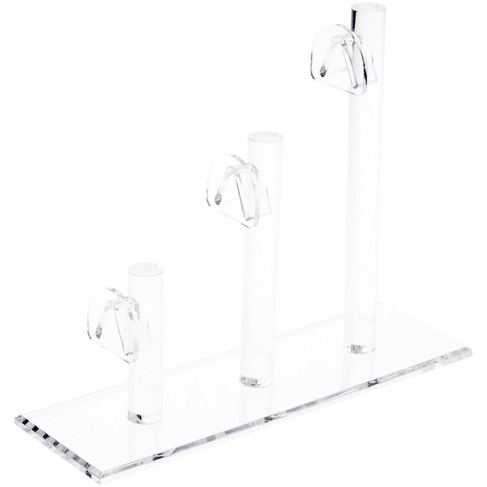 Plymor Clear Acrylic 3 Curved Bridge Display Risers for Eyeglass Frames, 7" H x 3" W x 9" D (3 Pack)