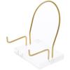 Plymor Clear Acrylic Base with Adjustable Brass Rods and Curved Back to Hold Rock, Fossil, and Mineral Specimen, 4.125" H x 3.125" W x 2.5" D (1.5" Arm Length) (2 Pack) view 1