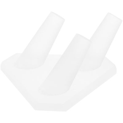 Plymor Frosted Acrylic Ring Finger Display, Triple on Triangle Base, 3.5" W x 3.25" D x 1.75" H (3 Pack)