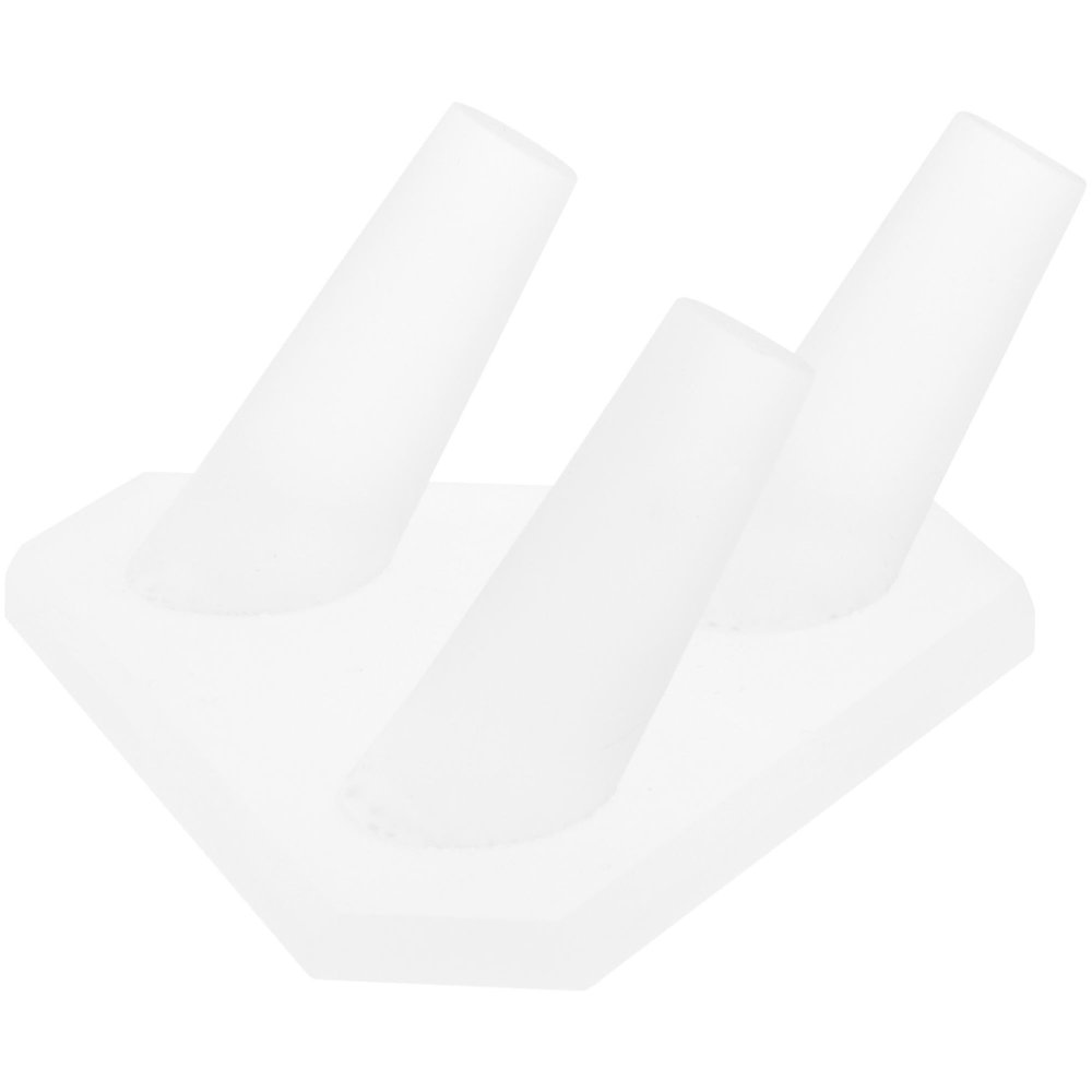 Plymor Frosted Acrylic Ring Finger Display, Triple on Triangle Base, 3.5" W x 3.25" D x 1.75" H (3 Pack)