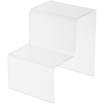 Plymor Frosted Acrylic 2-Step Solid Back Display Stairs, 8.25" H x 6" W x 8.75" D (3 Pack)