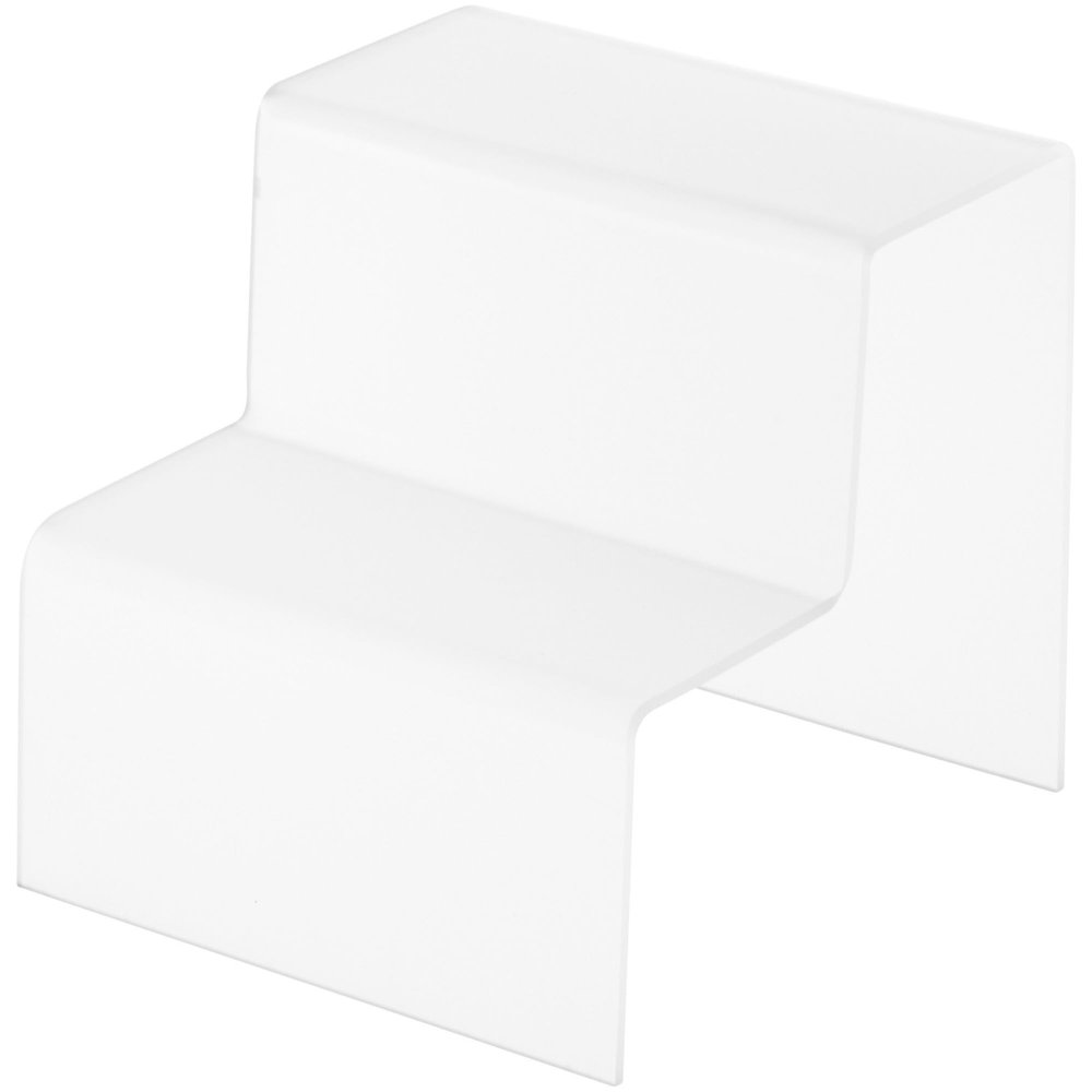 Plymor Frosted Acrylic 2-Step Solid Back Display Stairs, 6.125" H x 6" W x 6.75" D (3 Pack)