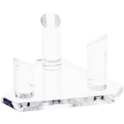 Plymor Clear Acrylic Beveled Triangular Display Base with 3 Display Prongs for Geode, Mineral or Crystal Cluster, 3.125" W x 2.75" D x 1.625" H, Pack of 2