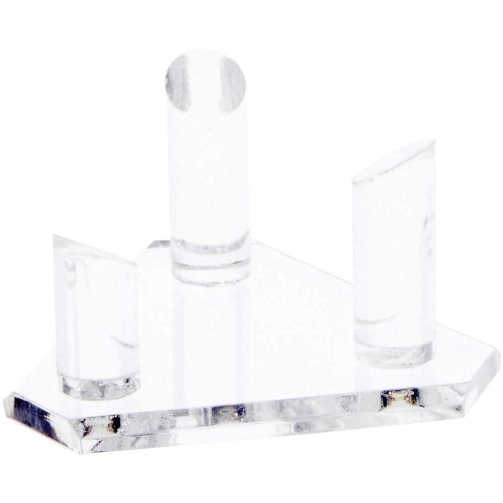 Plymor Clear Acrylic Beveled Triangular Display Base with 3 Display Prongs for Geode, Mineral or Crystal Cluster, 3.125" W x 2.75" D x 1.625" H, Pack of 2