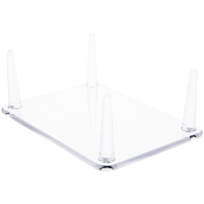 Plymor Clear Acrylic Rectangular Base with 4 Display Prongs for Geode, Mineral or Crystal Cluster, 2.25" H x 6.25" W x 4.5" D (2 Pack)
