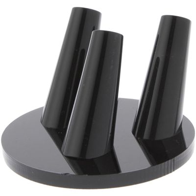Plymor Black Acrylic Ring Finger Display, Triple on Round Base, 3" W x 3" D x 1.75" H (6 Pack)