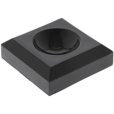 Plymor Black Acrylic Square Display Base with Indented Circle to Hold Egg, Marble, Ball or Sphere, 1.5" W x 1.5" D x 0.5" H (0.875" Circle), Pack of 12