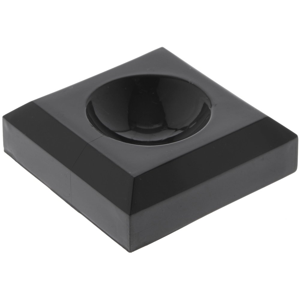 Plymor Black Acrylic Square Display Base with Indented Circle to Hold Egg, Marble, Ball or Sphere, 1.5" W x 1.5" D x 0.5" H (0.875" Circle), Pack of 12