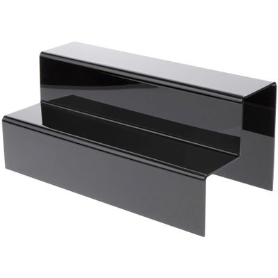 Plymor Black Acrylic 2-Step Solid Back Display Stairs, 8.25" H x 18" W x 8.5" D (2 Pack)
