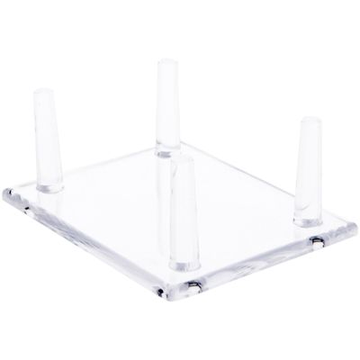 Plymor Clear Acrylic Rectangular Base with 4 Display Prongs for Geode, Mineral or Crystal Cluster, 1.75" H x 4.25" W x 3.5" D (6 Pack)