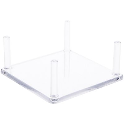Plymor Clear Acrylic Square Base with 4 Display Prongs for Geode, Mineral or Crystal Cluster, 1.625" H x 4" W x 4" D (3 Pack)