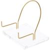 Plymor Clear Acrylic Base with Adjustable Brass Rods and Curved Back to Hold Rock, Fossil, and Mineral Specimen, 5" H x 5" W x 4" D (2.25" Arm Length) (2 Pack) view 1