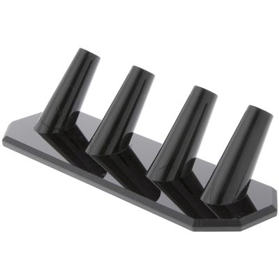 Plymor Black Acrylic Ring Finger Display, Four, 6.875" W x 2" D x 1.75" H (2 Pack)