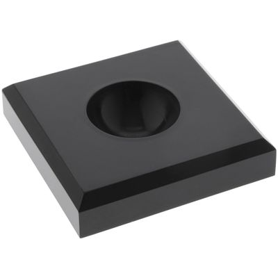 Plymor Black Acrylic Square Display Base with Indented Circle to Hold Egg, Marble, Ball or Sphere, 3" W x 3" D x 0.75" H (1.5" Circle), Pack of 2