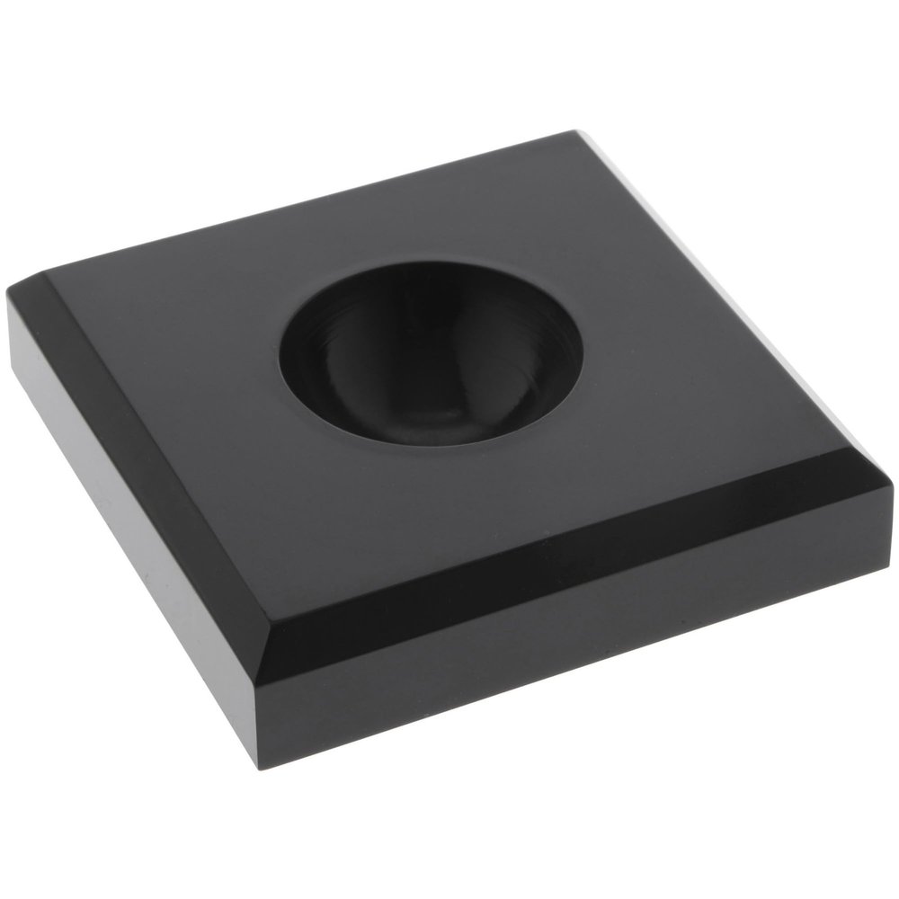 Plymor Black Acrylic Square Display Base with Indented Circle to Hold Egg, Marble, Ball or Sphere, 3" W x 3" D x 0.75" H (1.5" Circle), Pack of 2