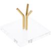 Plymor Clear Acrylic Base with 3 Angled Brass Pegs to Hold Egg, Marble, Ball or Sphere, 3" H x 3" W x 2" D (2 Pack) view 1